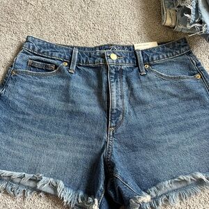 Universal Thread Blue High-Rise Frayed Hem Jean Shorts
